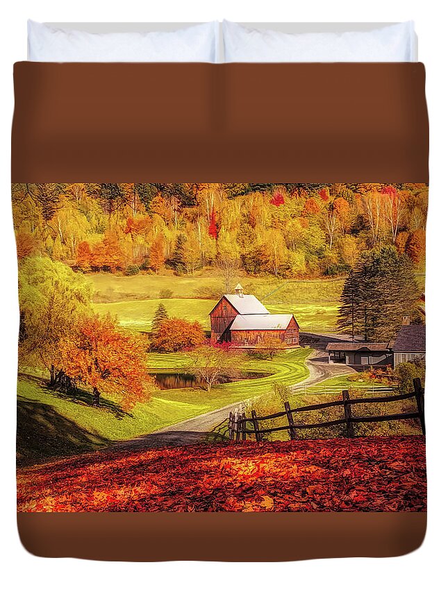 New England Fall Foliage Duvet Cover featuring the photograph Autumn at Sleepy Hollow Pomfret by Jeff Folger