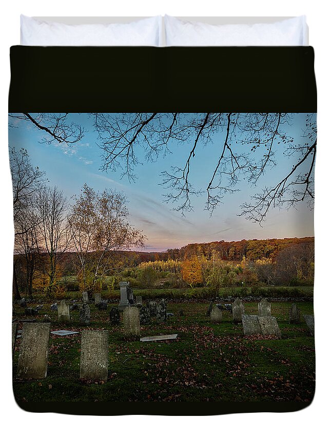 Cemetery Duvet Cover featuring the photograph Autumn Cemetary by Bill Wakeley