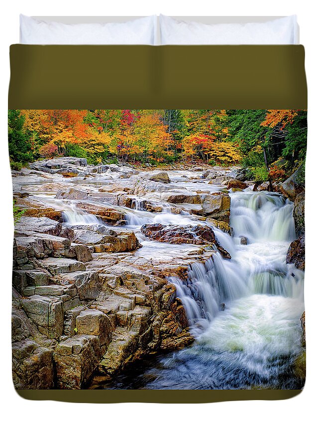 Albany Duvet Cover featuring the photograph Autumn Color at Rocky Gorge by Jeff Sinon