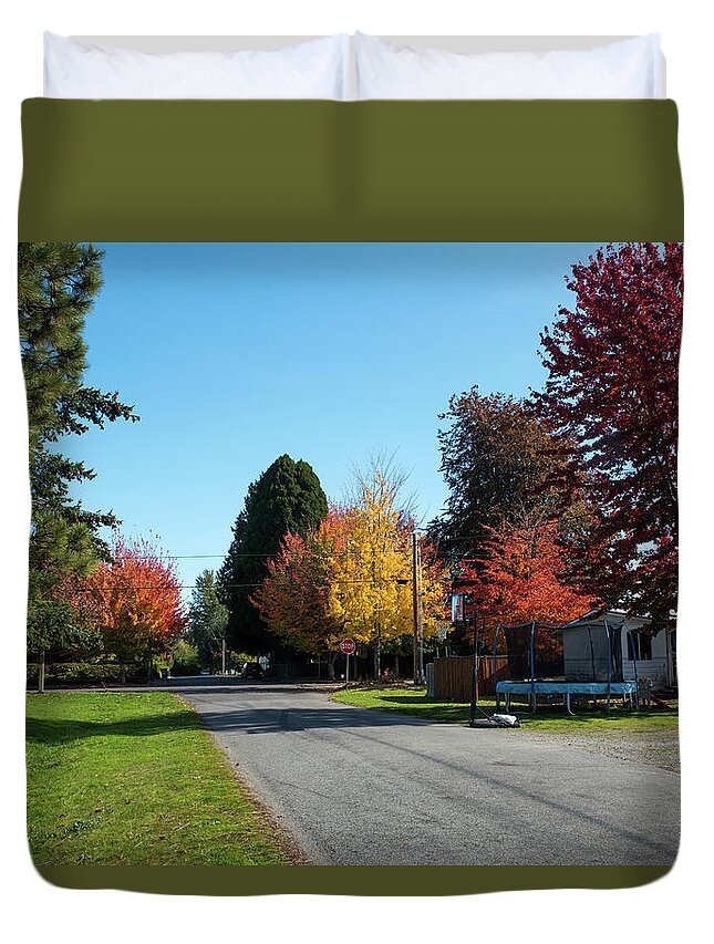 Autumn Color On Alder Street Duvet Cover featuring the photograph Autumn Color on Alder Street by Tom Cochran