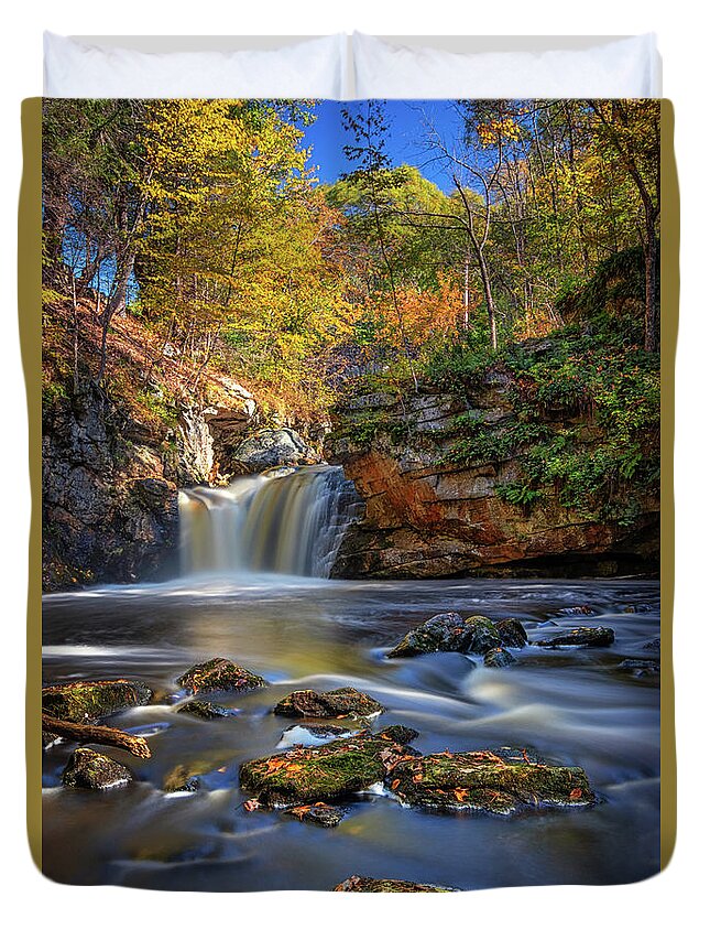Doane's Falls Duvet Cover featuring the photograph Autumn Day at Doane's Falls by Kristen Wilkinson
