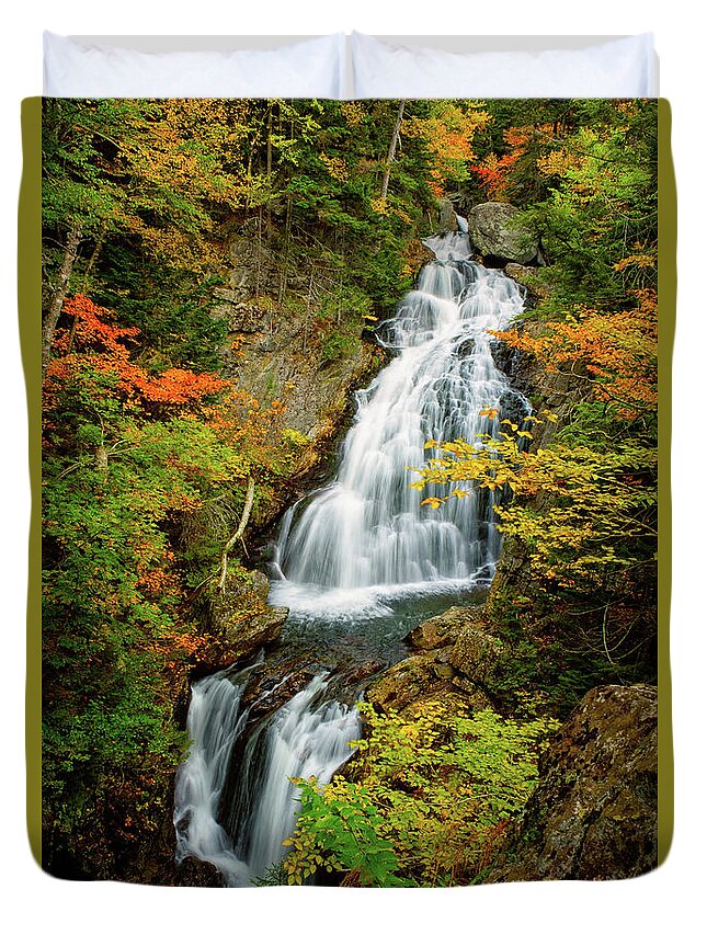 Crystal Cascade Duvet Cover featuring the photograph Autumn Falls, Crystal Cascade by Jeff Sinon