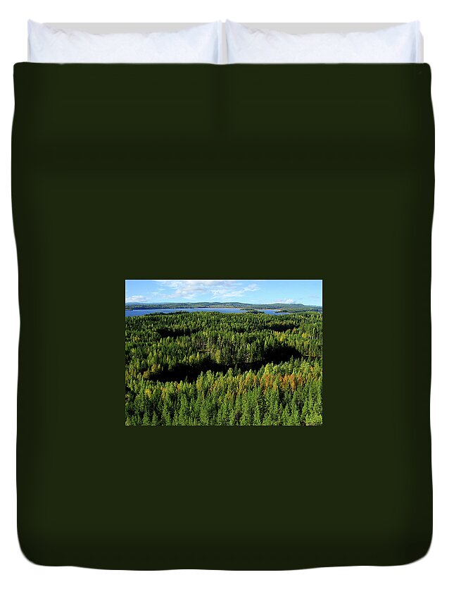 Scenics Duvet Cover featuring the photograph Autumn Forest by Messenjah