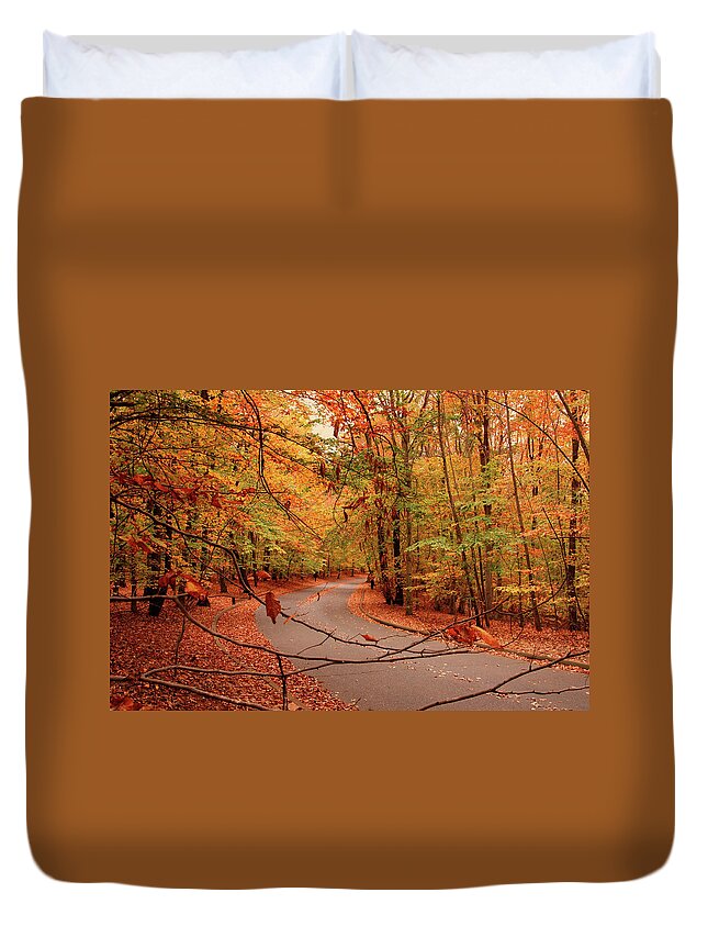 Autumn Duvet Cover featuring the photograph Autumn In Holmdel Park by Angie Tirado