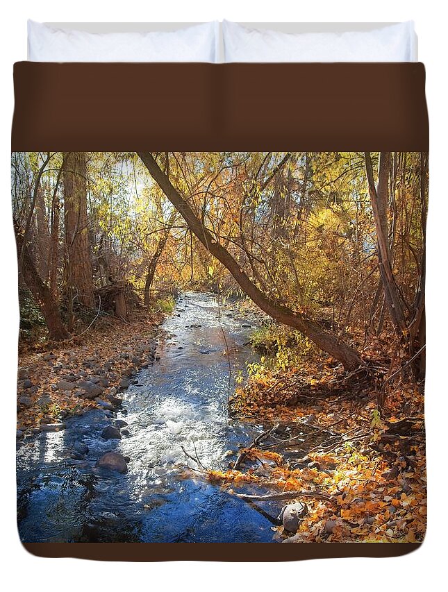 Landscape Duvet Cover featuring the photograph Autumn Powers Creek by Allan Van Gasbeck