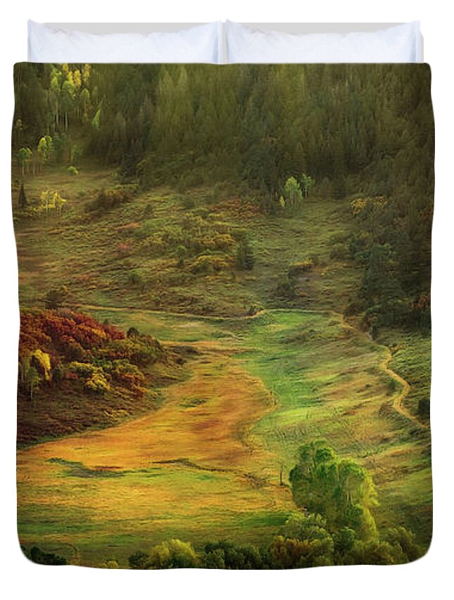 Colorado Duvet Cover featuring the photograph Autumn Rays by Debra Boucher