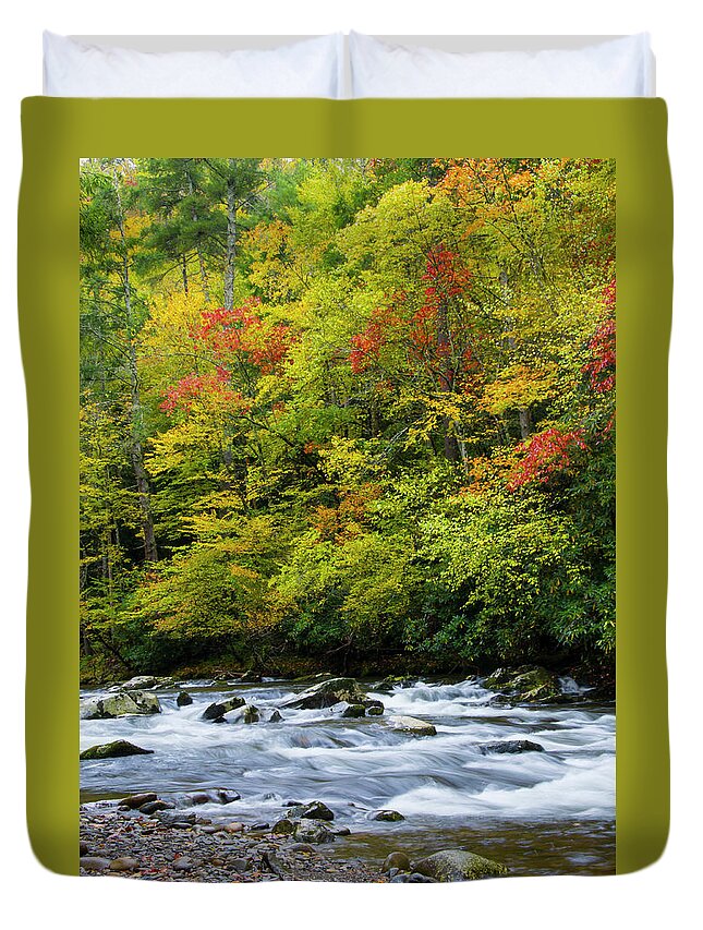 Autumn Duvet Cover featuring the photograph Autumn Stream by Larry Bohlin