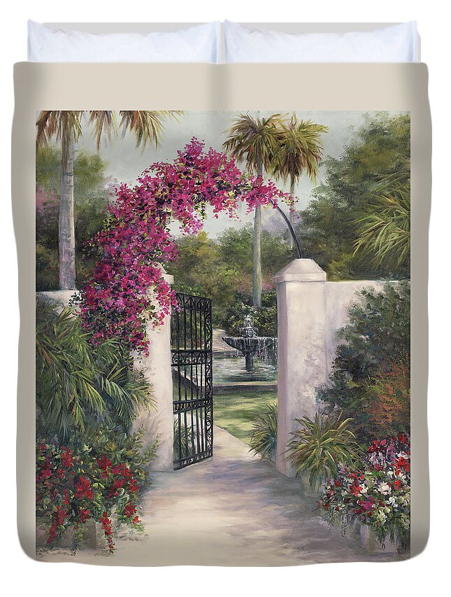 Gate Duvet Cover featuring the painting Away From It All by Lynne Pittard