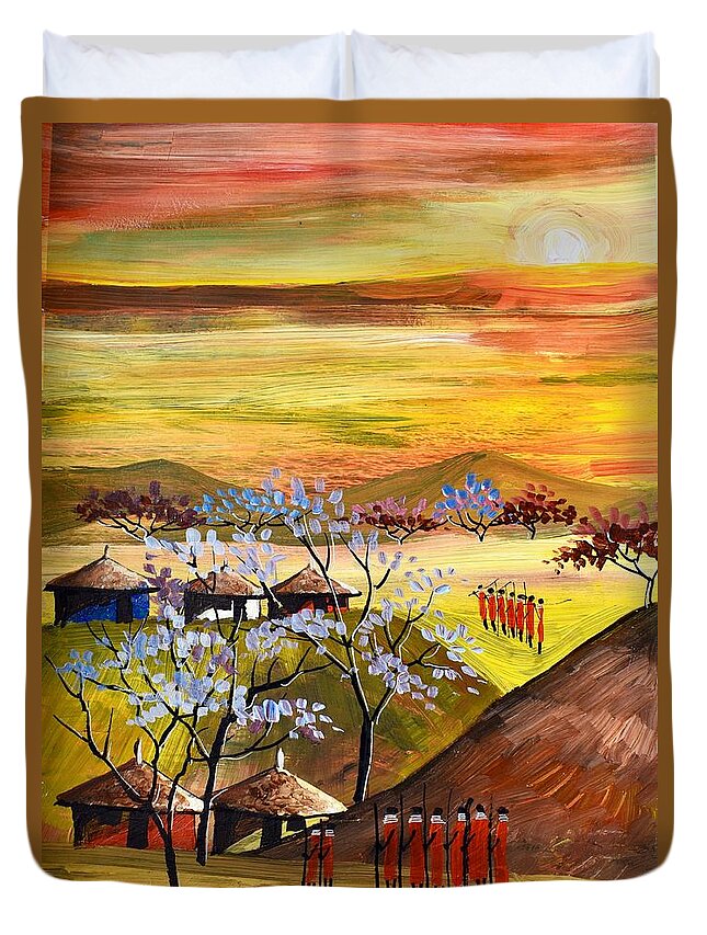 Africa Duvet Cover featuring the painting B-409 by Martin Bulinya