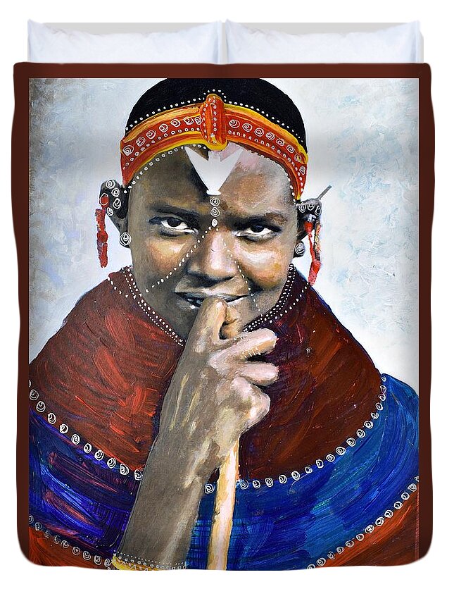 African Art Duvet Cover featuring the painting B-410 by Martin Bulinya