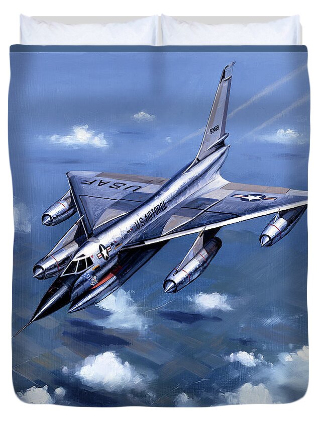 Military Aircraft Duvet Cover featuring the painting Convair B-58 Hustler by Jack Fellows
