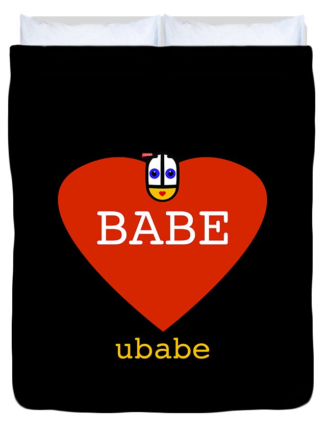Ubabe Heart Duvet Cover featuring the digital art Babe Valentine by Charles Stuart