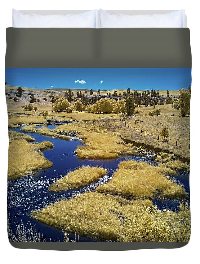 Palouse Duvet Cover featuring the photograph Back River in the Palouse by Jon Glaser
