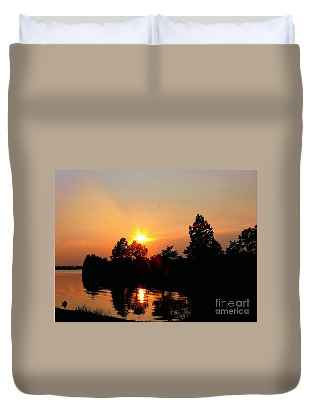 Backbay Duvet Cover featuring the photograph Backbay Sunset by Scott Cameron