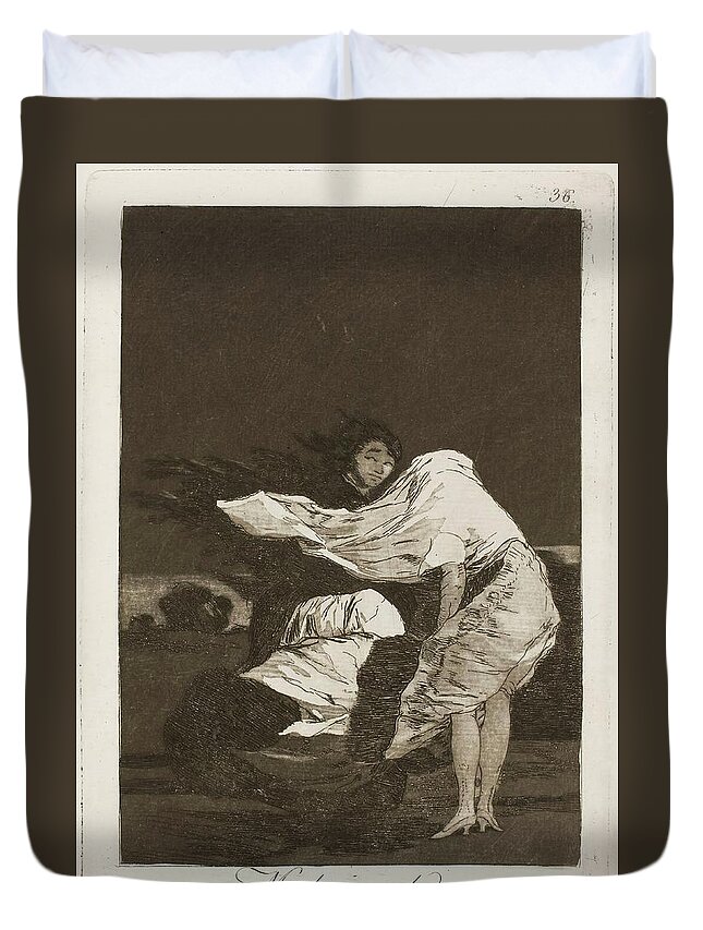 Francisco Jose De Goya Duvet Cover featuring the painting 'Bad Night'. 1797 - 1799. Etching, Burnished aquatint on ivory la... by Francisco de Goya -1746-1828-