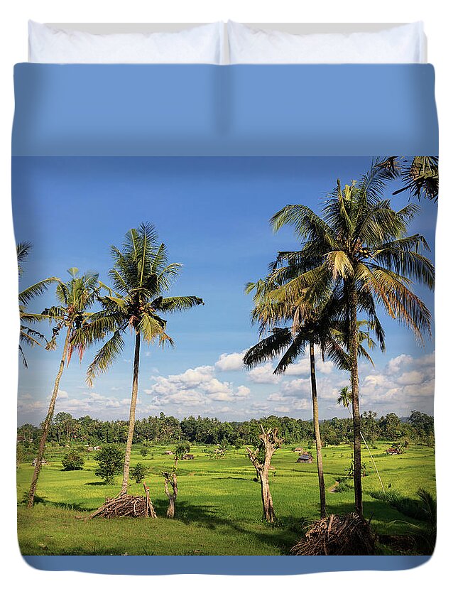 Tranquility Duvet Cover featuring the photograph Bali, Indonesia, Rice Fields by Michele Falzone