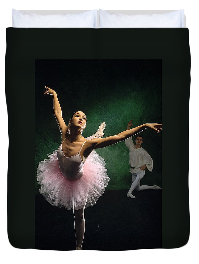 Young Men Duvet Cover featuring the photograph Ballerina Dancers by Comstock