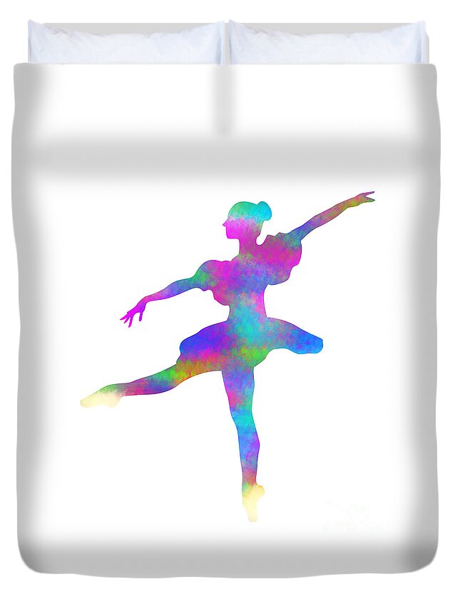 Ballerina Duvet Cover featuring the digital art Ballerina Watercolor by David Millenheft