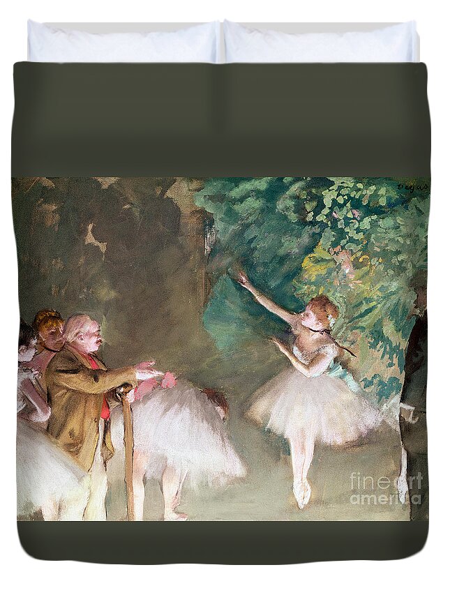 Ballet Practice Duvet Cover featuring the painting Ballet Practice, 1875 Gouache And Pastel On Paper by Edgar Degas