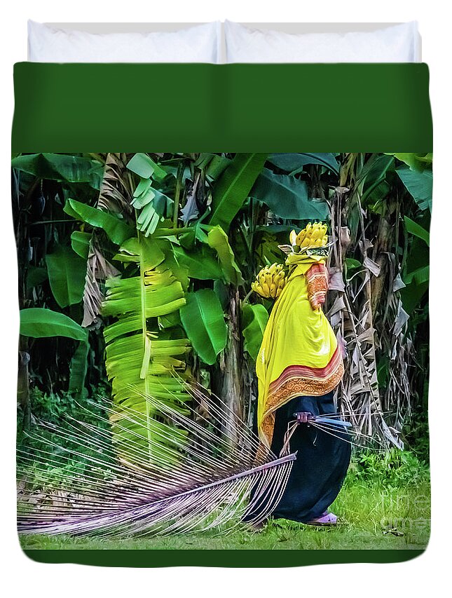 Banana Duvet Cover featuring the photograph Banana harvest, Zanzibar, Tanzania by Lyl Dil Creations