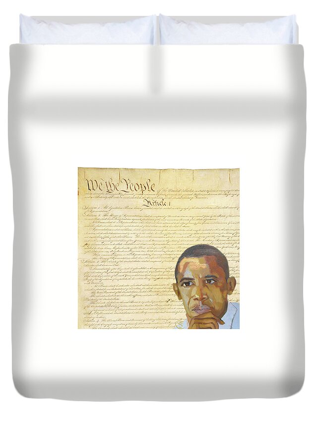 Barack Hussein Obama Duvet Cover featuring the digital art Barack Obama - Constitution by Suzanne Giuriati Cerny