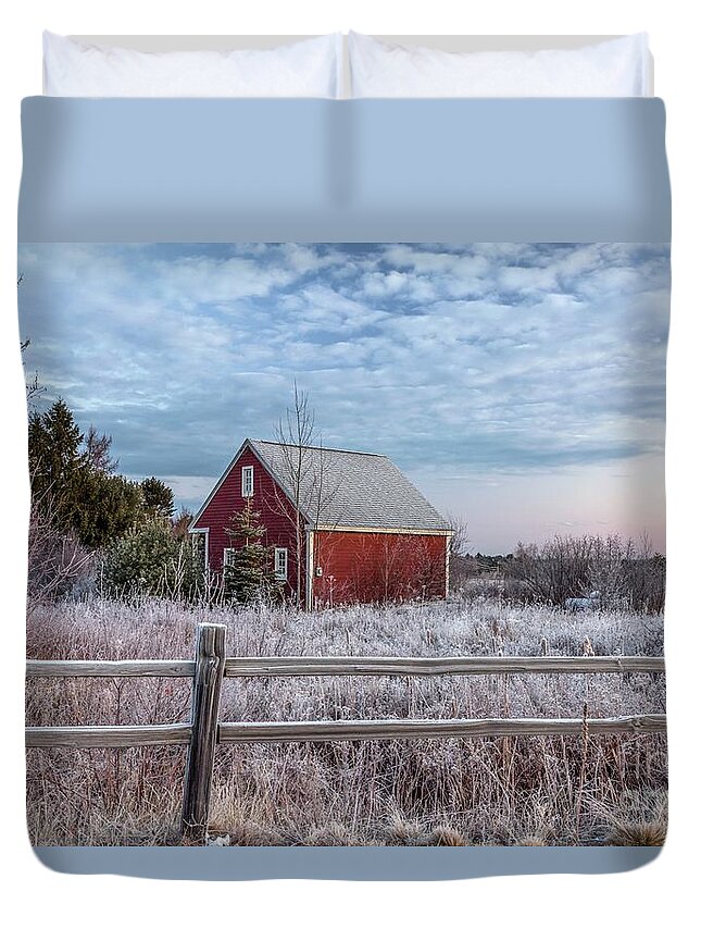 Maine Duvet Cover featuring the photograph Barn with Views by Karin Pinkham