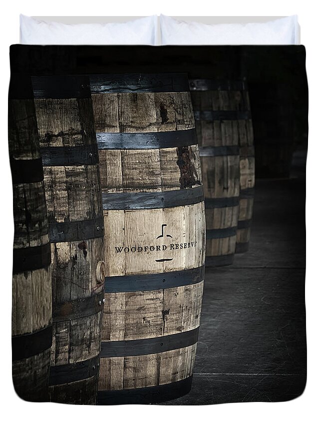 Woodford Reserve Duvet Cover featuring the photograph Barrels of Bourbon by Susan Rissi Tregoning