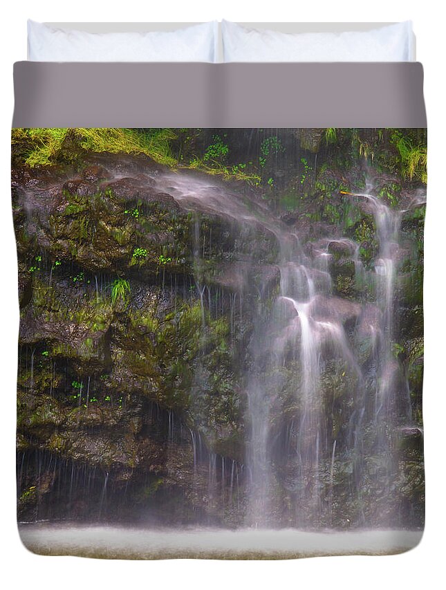 Maui Duvet Cover featuring the photograph Base of Waimoku Falls by Christopher Johnson