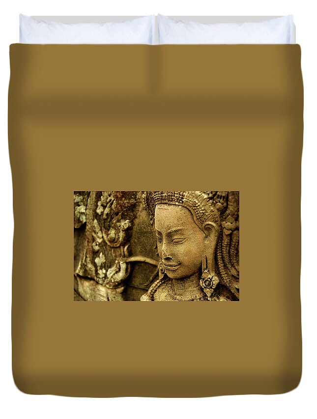 Cambodian Culture Duvet Cover featuring the photograph Bayon Apsara by Marko Stavric Photography