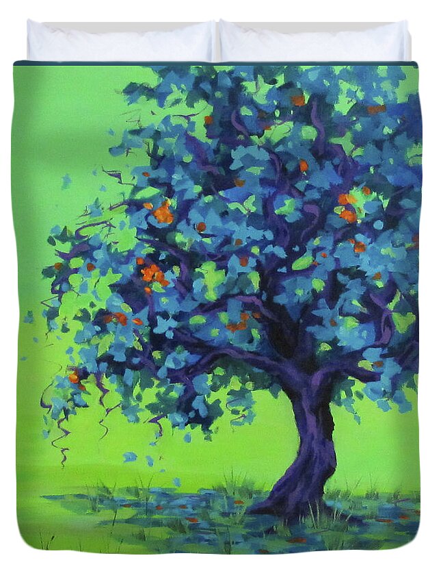 Tree Duvet Cover featuring the painting Be Cool by Karen Ilari
