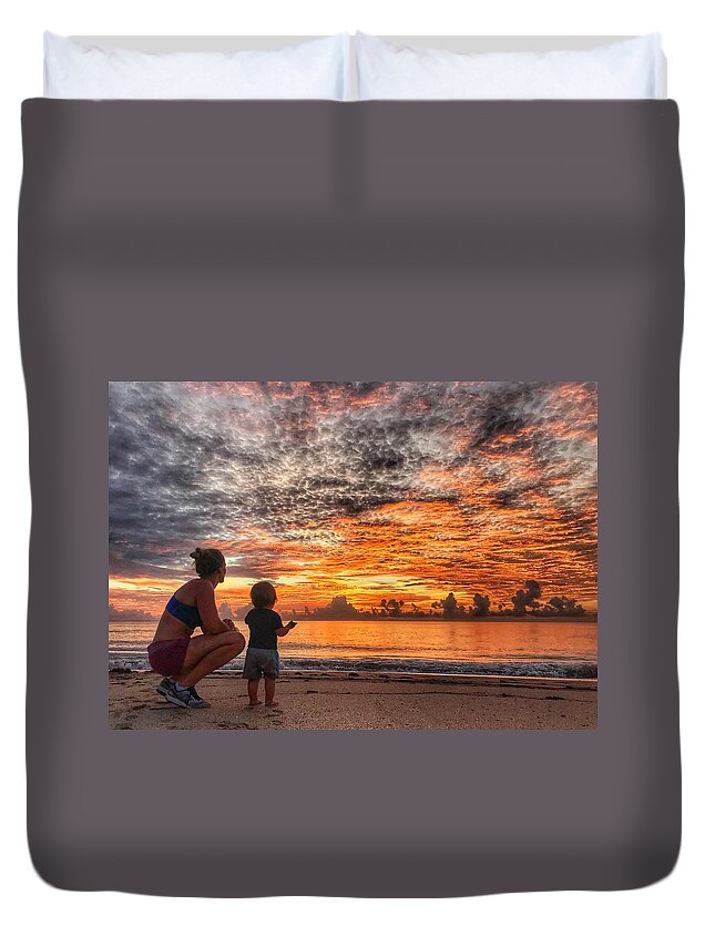Florida Duvet Cover featuring the photograph Beach Baby Sunrise 4 Delray Beach Florida by Lawrence S Richardson Jr