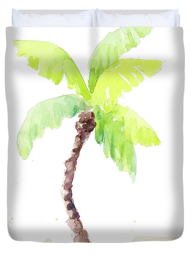 Beach Duvet Cover featuring the mixed media Beach Life Palm Tree In Sand by Lanie Loreth