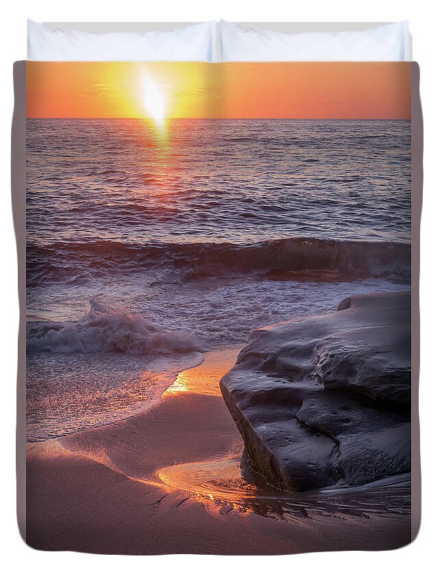Beach Duvet Cover featuring the photograph Beach Reflections by Aaron Burrows