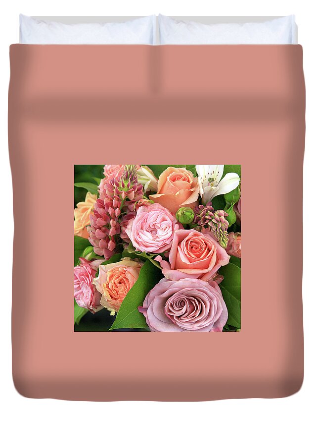 Large Group Of Objects Duvet Cover featuring the photograph Beautiful Bouquet Of Flowers In Soft by Lubilub