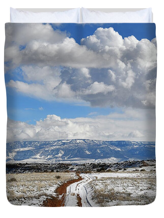 Ruby Mountain Duvet Cover featuring the photograph Beautiful Clouds over Grand Mesa in Grand Junction Colorado by Ray Mathis