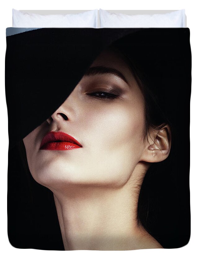 Cool Attitude Duvet Cover featuring the photograph Beautiful Elegant Woman by Lambada