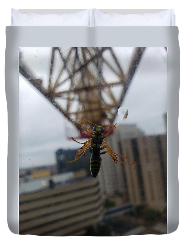 Crane Duvet Cover featuring the photograph Bee by Peter Wagener