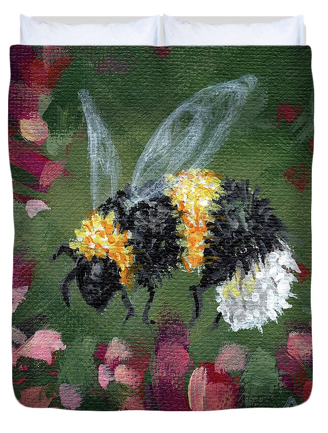 Bee Duvet Cover featuring the painting Bee Wine by Annie Troe