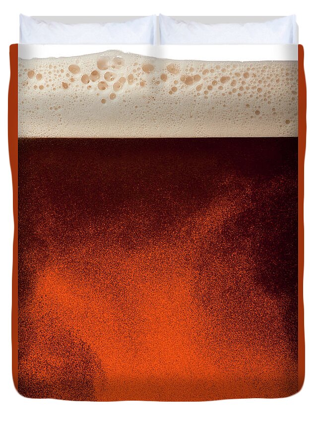 Celebration Duvet Cover featuring the photograph Beer With Frothy Head And Bubbles by Anthony Bradshaw