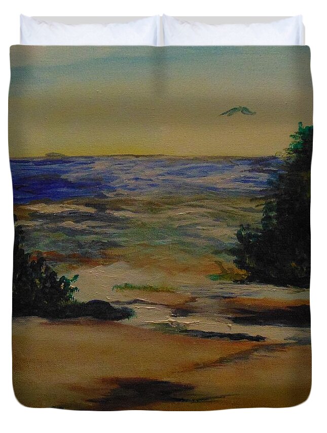 Plen Aire Duvet Cover featuring the painting Before the Fog by Saundra Johnson