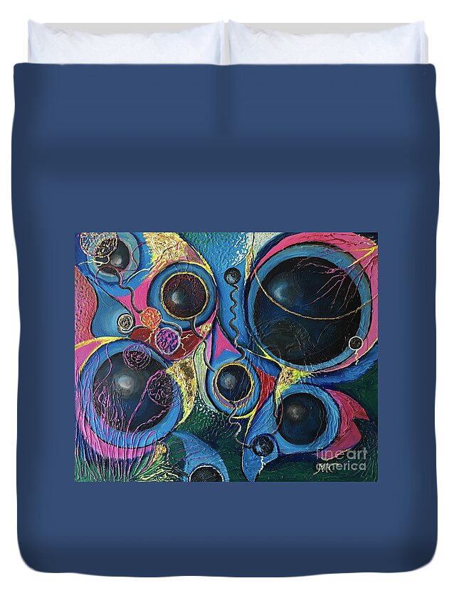 Original Painting Duvet Cover featuring the painting Beginning by Maria Karlosak