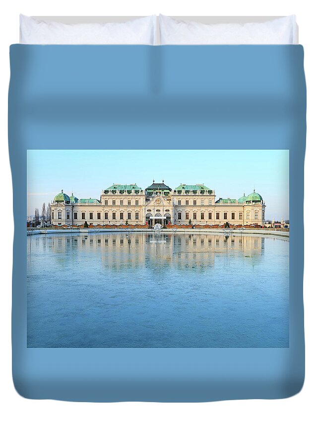 Standing Water Duvet Cover featuring the photograph Belvedere Palace, Vienna by Rusm