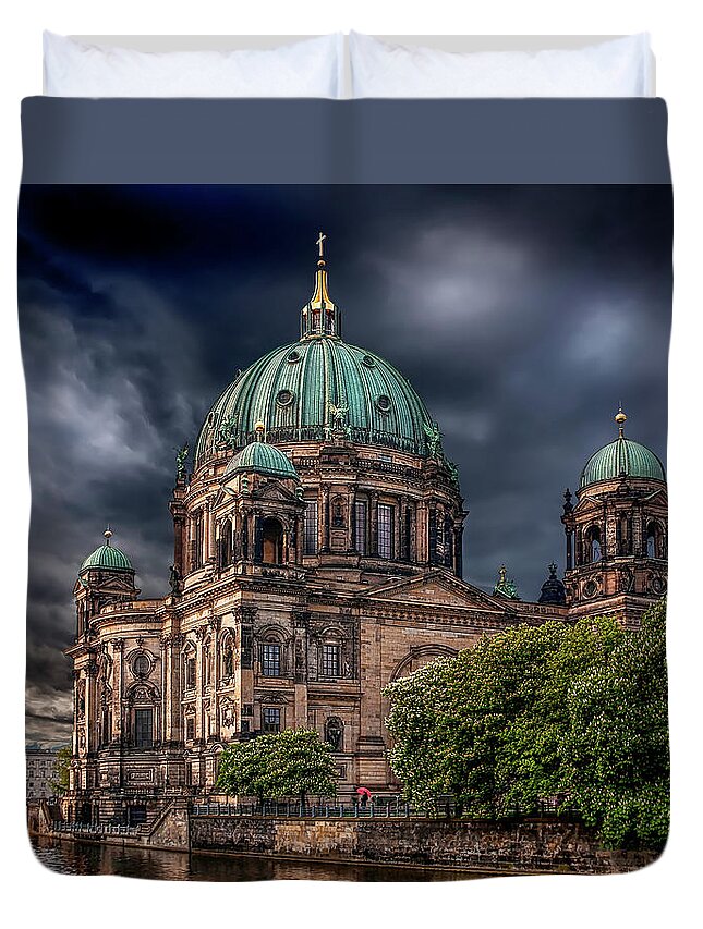 Endre Duvet Cover featuring the photograph Berlin Cathedral After The Storm by Endre Balogh
