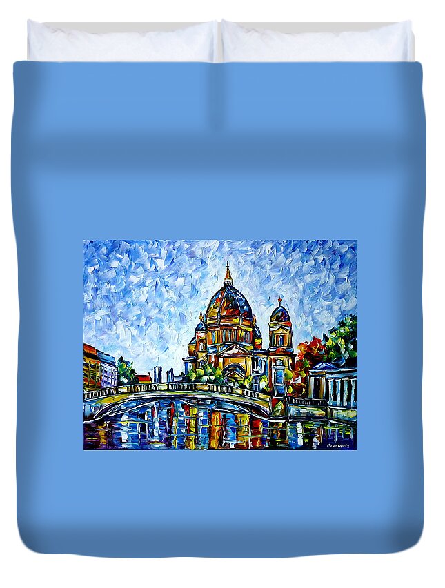 Church Painting Duvet Cover featuring the painting Berlin Cathedral by Mirek Kuzniar
