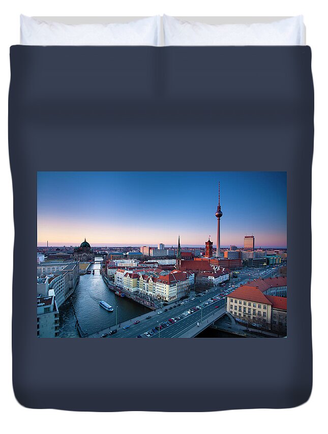 Alexanderplatz Duvet Cover featuring the photograph Berlin by Schroptschop