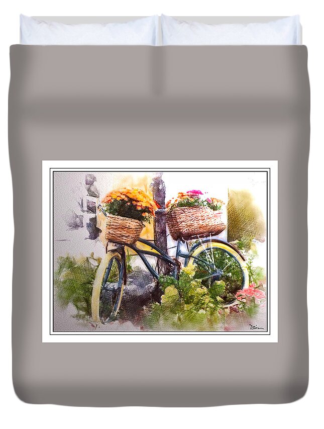 Bike Duvet Cover featuring the photograph Bicycles and Bouquets by Peggy Dietz