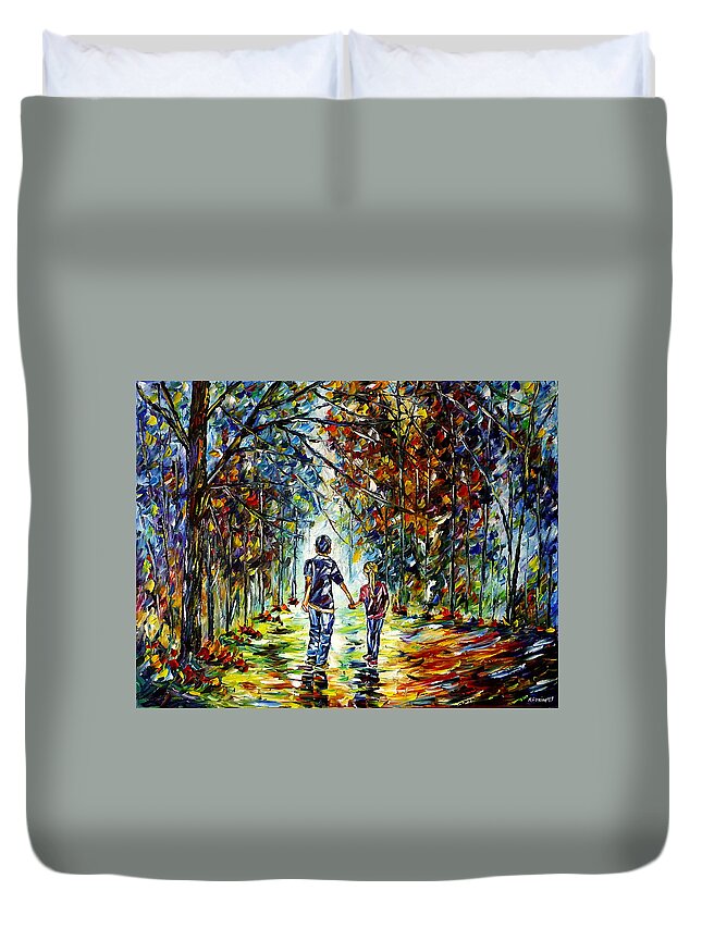 Children In The Nature Duvet Cover featuring the painting Big Brother by Mirek Kuzniar