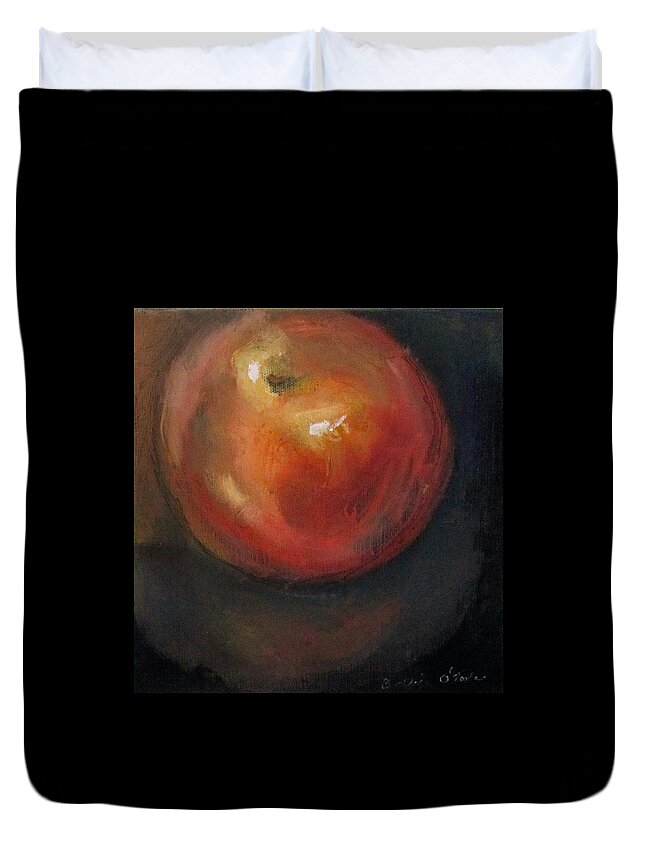 Fruit Duvet Cover featuring the painting Big Red Apple by Barbara O'Toole