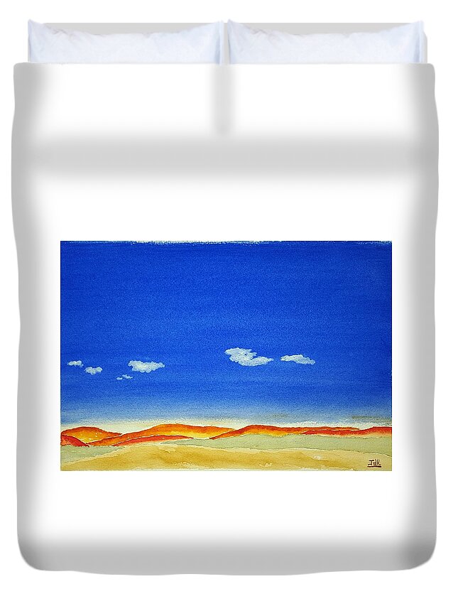 Watercolor Duvet Cover featuring the painting Big Sky Lore by John Klobucher