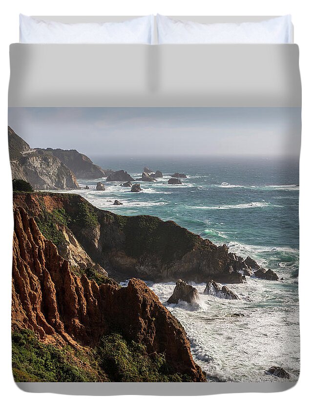 Monterey Duvet Cover featuring the photograph Big Sur Coast V Color by David Gordon